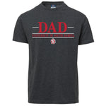 Charcoal gray tee with text that says 'DAD UNIVERSITY OF SOUTH DAKOTA' with the SD Paw logo underneath