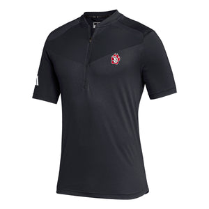 Black polo with half zip and SD paw on left chest 