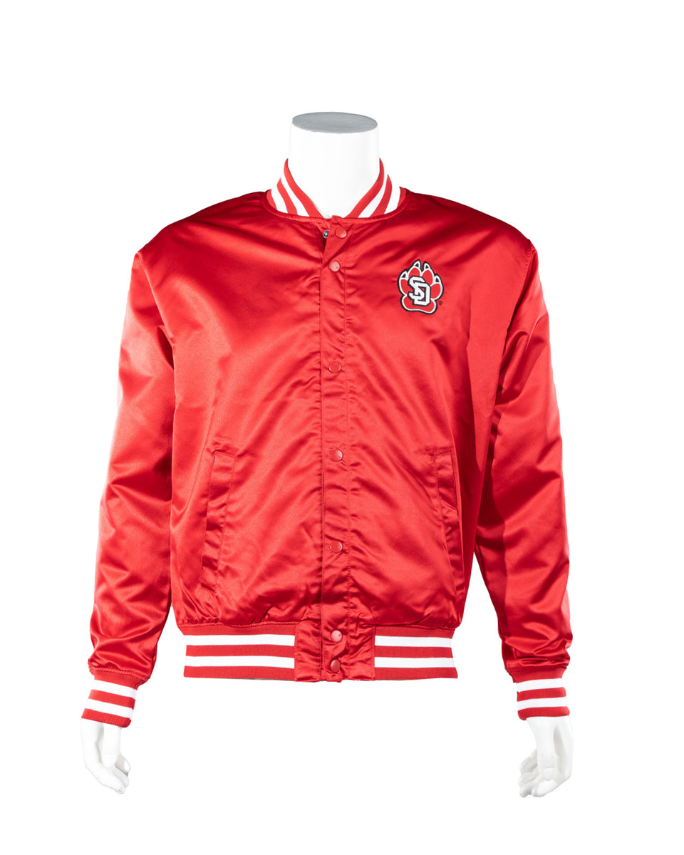 2024 J for Justify Red SHERPA Bomber Varsity Gold Zip Up Teddy Jacket