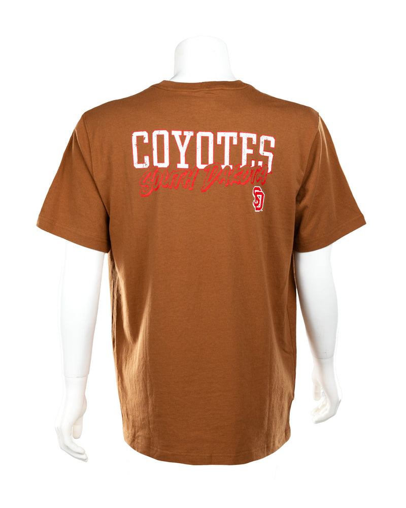 Back of Carhartt tee with design that says, ' COYOTES SOUTH DAKOTA' and the SD logo in red and white