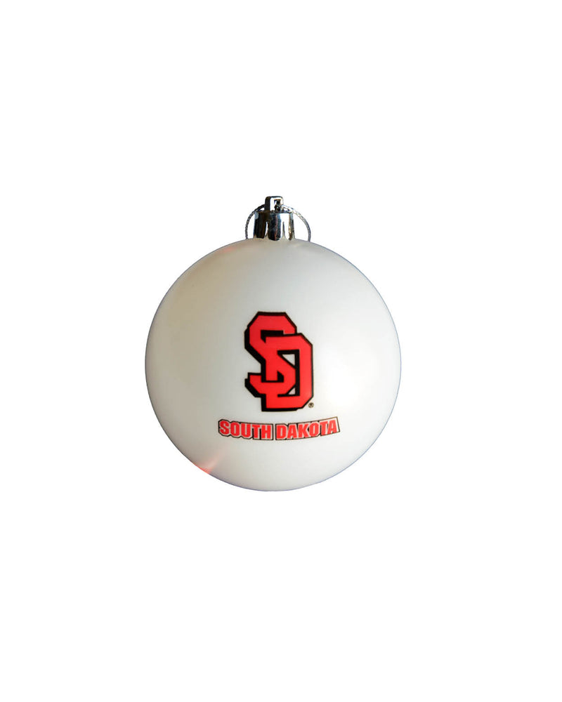 Pearl ball ornament with red and black SD logo with text, 'SOUTH DAKOTA' underneath.