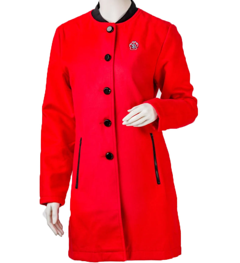 Women's Long Red Coat with Black Trim – USD Charlie's Store