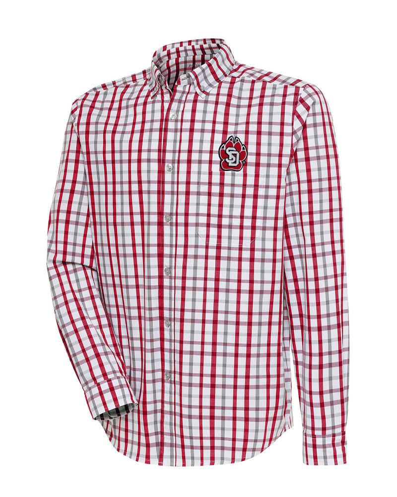 
                
                    Load image into Gallery viewer, Red and white plaid long sleeve with SD paw on top left chest
                
            