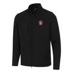 Black full zip jacket with red, white and black SD Paw logo on upper left chest. 