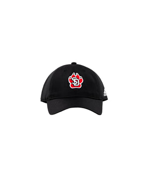 Black Adidas performance slouch hat with SD Paw