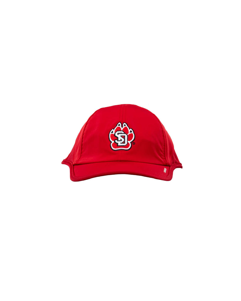 Adidas red locker room superlite hat with SD paw
