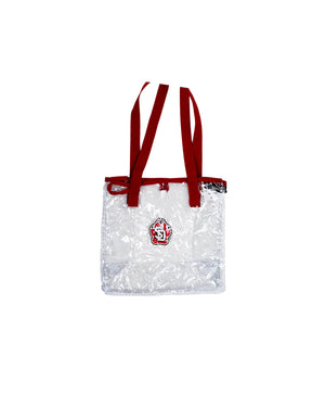 
                
                    Load image into Gallery viewer, Clear bag with red straps and SD paw 
                
            