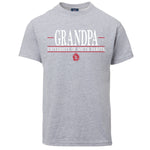 Light heather gray tee with text that says 'GRANDPA UNIVERSITY OF SOUTH DAKOTA' with the SD Paw logo underneath