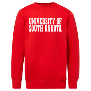 
                
                    Load image into Gallery viewer, Red crew with University of South Dakota in white
                
            