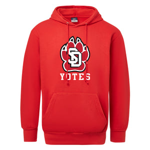  Red hoodie with SD paw and white Yotes lettering