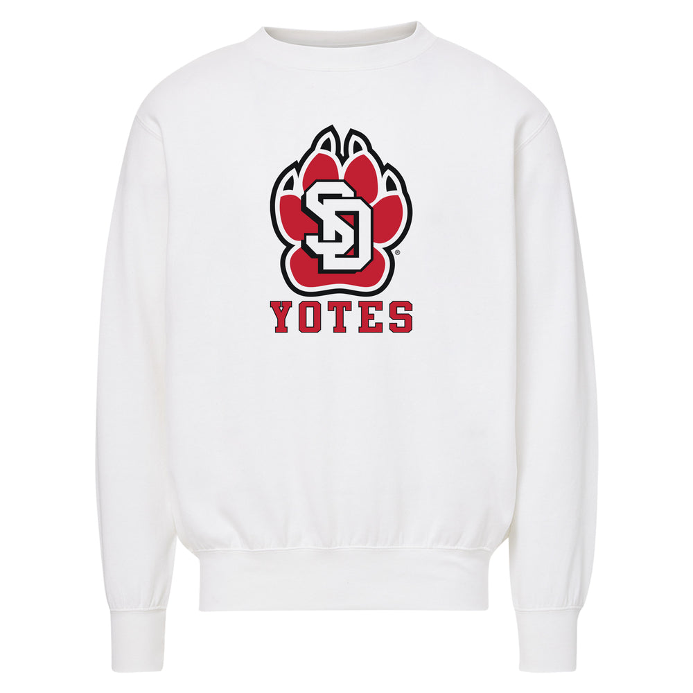 
                
                    Load image into Gallery viewer, White crew with red Yotes and SD paw
                
            