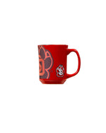 Red ceramic mug with SD paw logo 