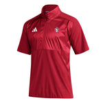 Red Adidas short sleeve quarter zip with full color SD paw logo on upper left chest and white Adidas logo on upper right chest