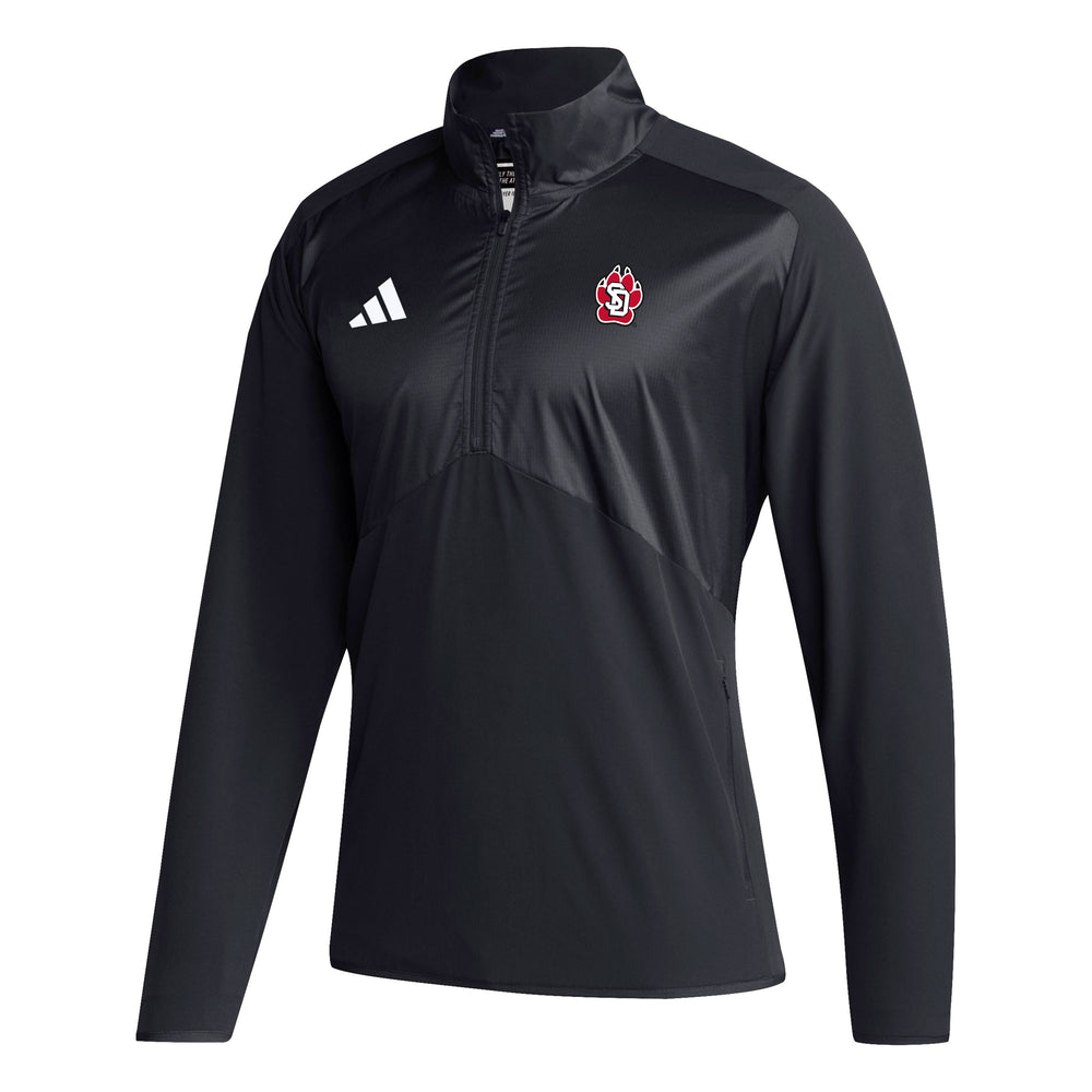 Black long sleeve Adidas quarter zip with SD paw on top right 