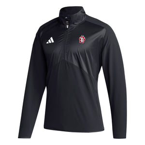 
                
                    Load image into Gallery viewer, Black long sleeve Adidas quarter zip with SD paw on top right 
                
            