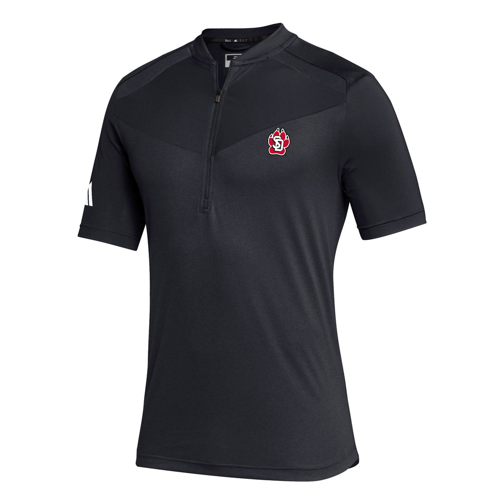Black polo with half zip and SD paw on left chest 