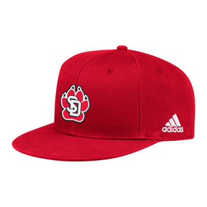 Red Adidas snapback hat withSD Paw logo on front. 