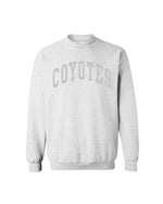 Ash crew with tonal appliqué, 'COYOTES,' across chest.