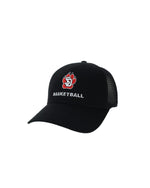 Black trucker style hat with mesh back and embroidered front with SD Paw logo and white text below, 'BASKETBALL.'