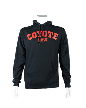 Black unisex hoodie with red text across chest, 'COYOTE LAW.'