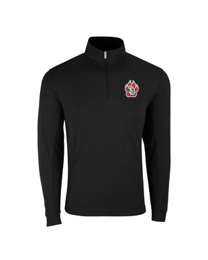 Black quarter zip with embroidered SD Paw logo on upper left chest.