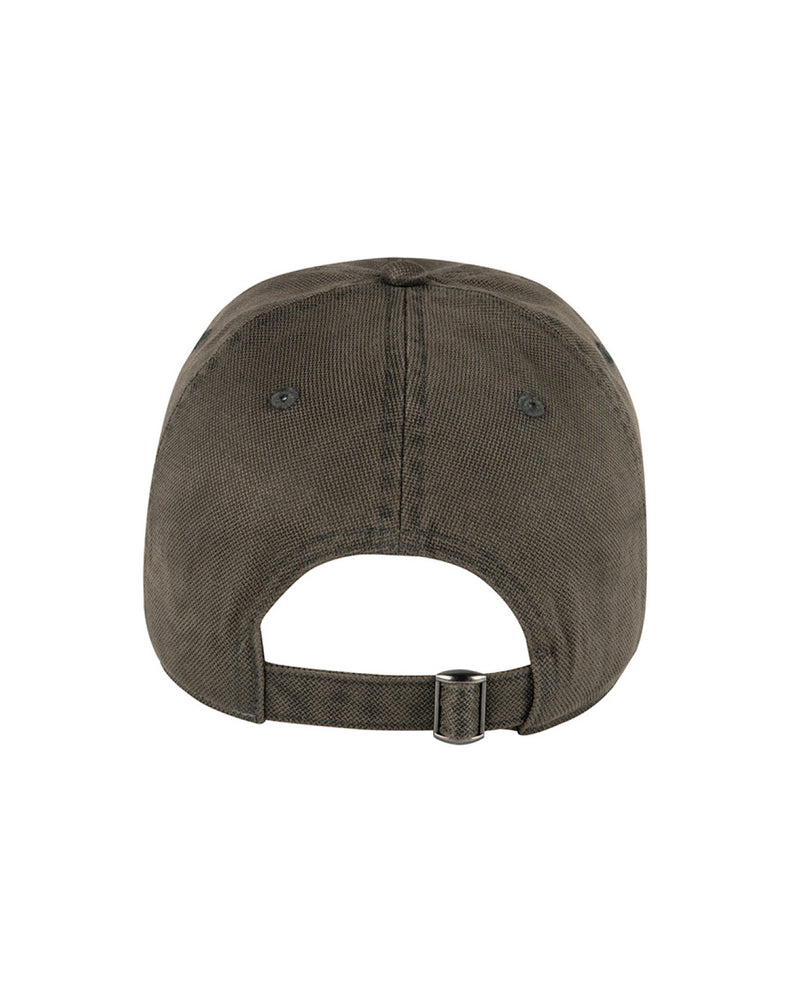 Back of Grey hat with adjustable buckle