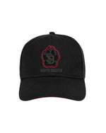 Black unisex hat with 3D embroidered SD Paw logo in black with thin red outline around paw and black, 'SOUTH DAKOTA,' below.