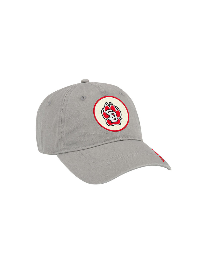 Gray Unisex canvas hat with embroidered patch feature a full color SD Paw on middle front