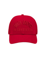 Red cap with 'South Dakota Coyotes' embroidered in red across front.
