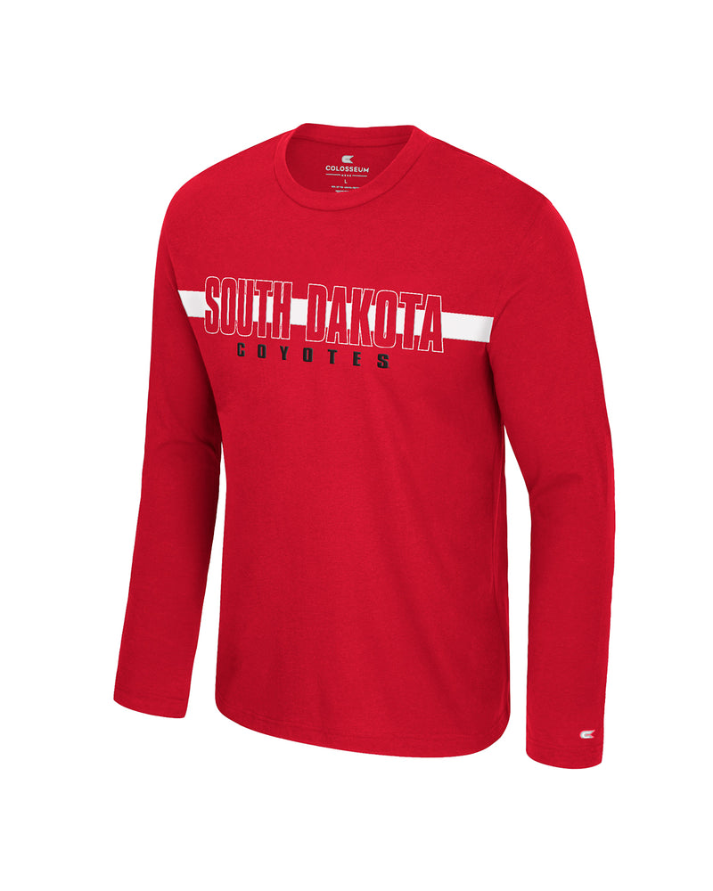 Red long-sleeve shirt with 'South Dakota Coyotes' across chest. 