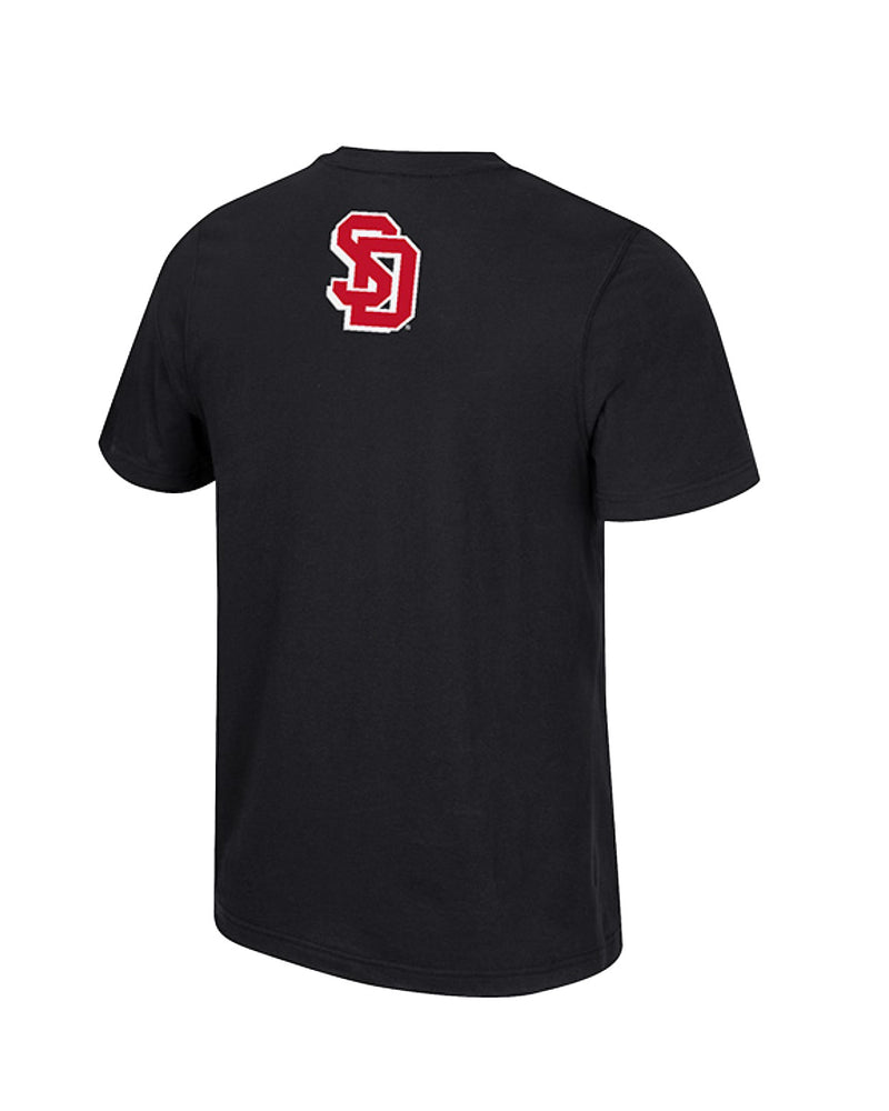 Back of black short sleeve tee with SD logo