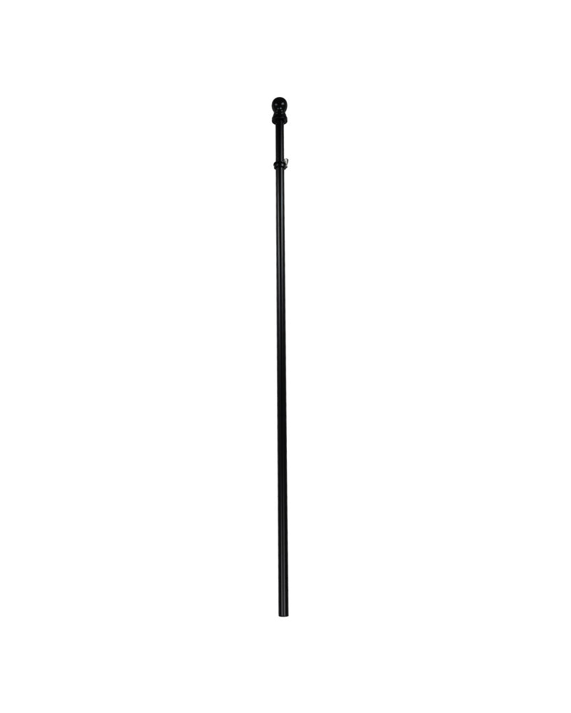Black full length metal flag pole with clip