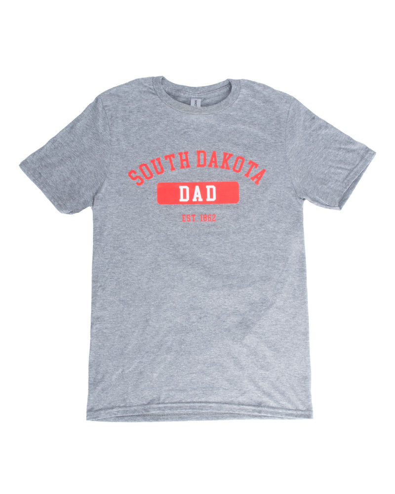 
                
                    Load image into Gallery viewer, Dark Gray tee with red South Dakota Dad graphic
                
            