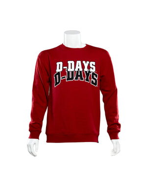 
                
                    Load image into Gallery viewer, Red crew with text that says, &amp;#39;D-DAYS D-DAYS&amp;#39; in white and black
                
            