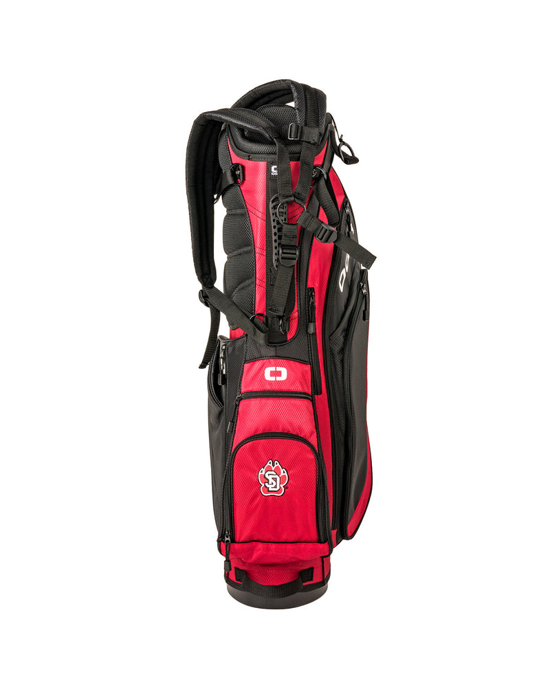 Red and black golf bag with SD paw logo