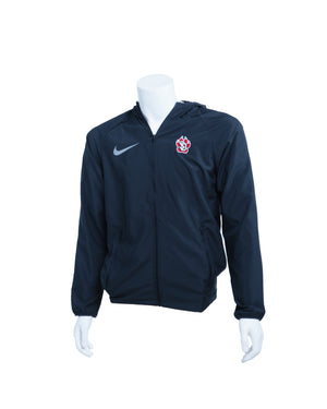 
                
                    Load image into Gallery viewer, Gray Nike zip up jacket with a white Nike logo on the upper right chest and the SD Paw logo on the upper left chest
                
            