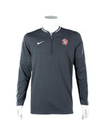 Nike gray men's half zip with red, white and black SD Paw logo on upper left chest and white Nike logo on upper right chest. 