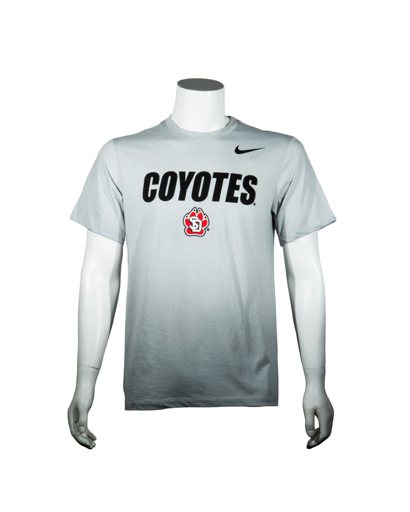 Gray Heather Marled Nike tee with black Nike logo and words 'COYOTES' in black with SD Paw logo below