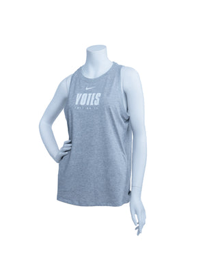 Heathered Gray Women's Nike Tank with white Nike logo and words "YOTES JUST DO IT'