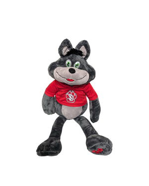 Plush Charlie Coyote 14 inches wearing a red SD paw logo shirt.