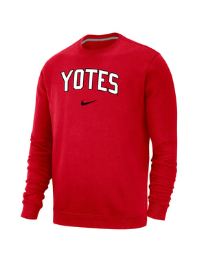 Red Nike crew with white, 'YOTES,' across chest and black Nike logo below.