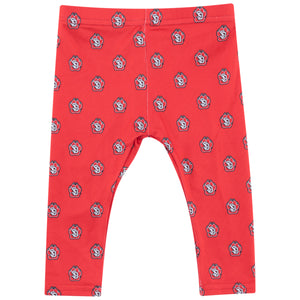 Red infant leggings with all over print SD Paw logo.