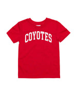 Zoozatz red toddler tee with white, 'COYOTES,' across chest.