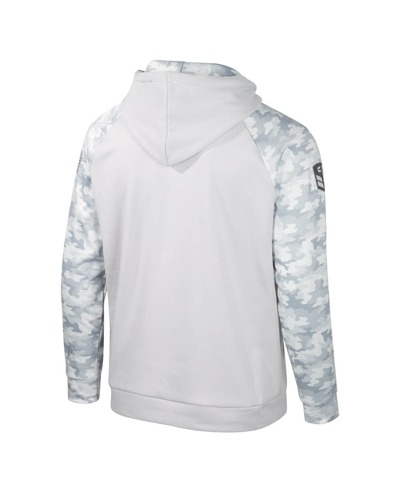 
                
                    Load image into Gallery viewer, Back of white and gray hoodie
                
            