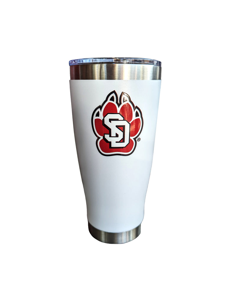 22 oz. white tumbler with full color SD Paw logo