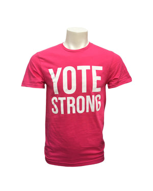 
                
                    Load image into Gallery viewer, Pink unisex tee with white text, &amp;#39;YOTE STRONG.&amp;#39;
                
            