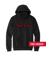 Black hoodie with red 'Sungmanitu' across chest. 