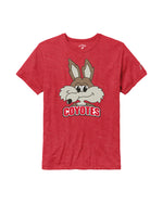 Red short-sleeve tee with large full color vintage Charlie head and red text below, 'COYOTES.'