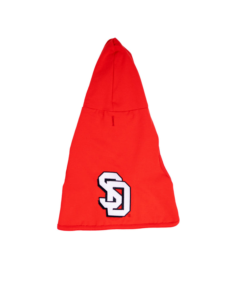 Red cotton hoodie with SD logo- front