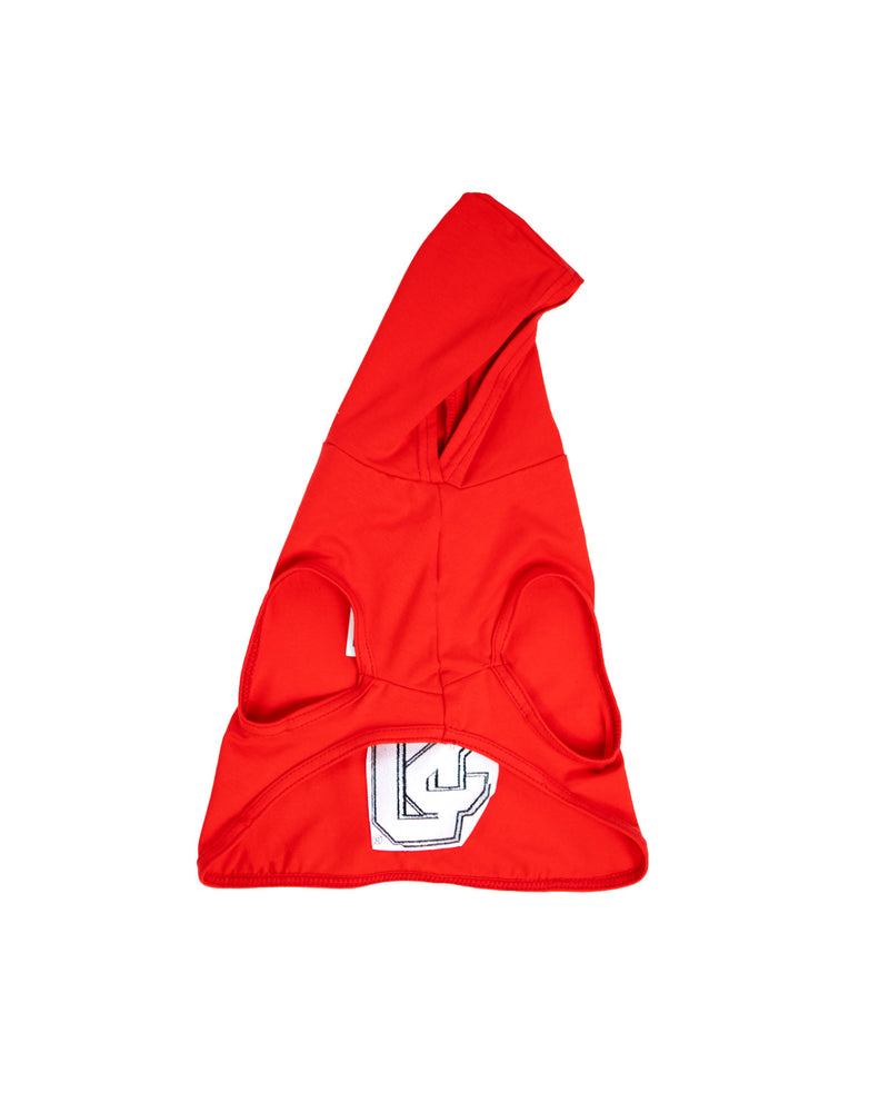 Red cotton dog hoodie- back